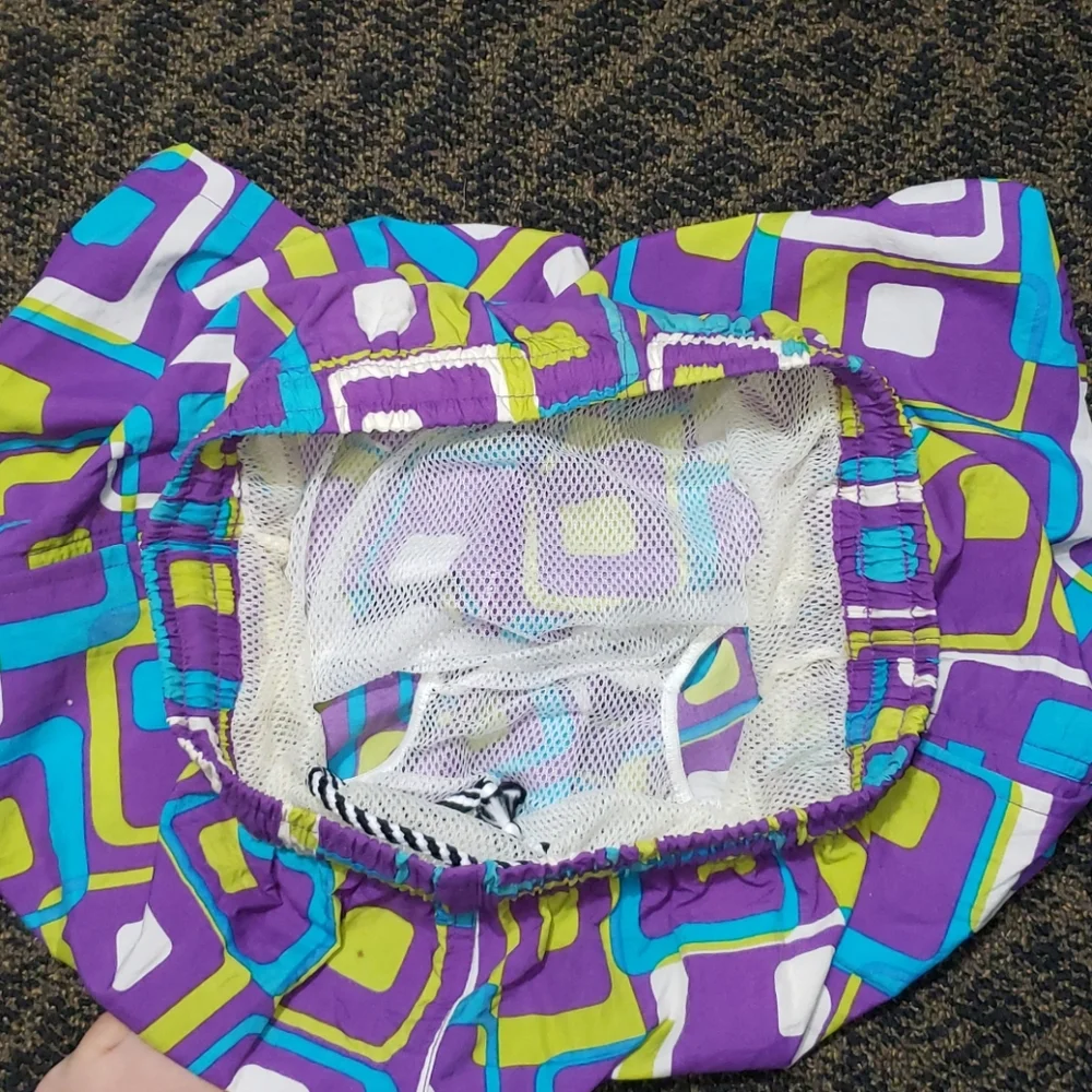 Vintage Joe Boxer 90s Swim Trunks Vibrant Geometric Pattern Mens Medium